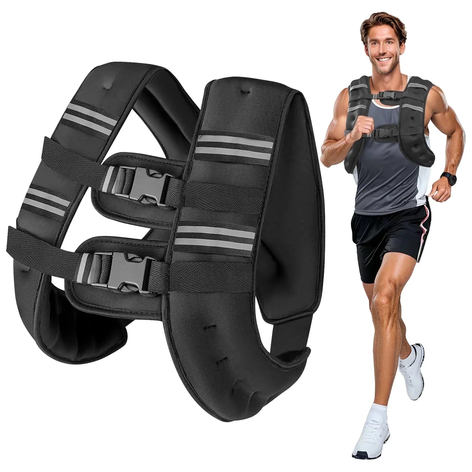 25 LB Weighted Vest for Men & Women – Adjustable Sport Weight Vest with Reflective Stripes for Running & Strength Training - 3sungllc.us