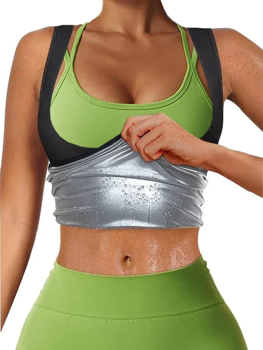Women'S Solid Sauna Top, Tight-Fitting Sauna Sweat Sport Top, Workout Gym Exercise Tank Top for Women - 3sungllc.us