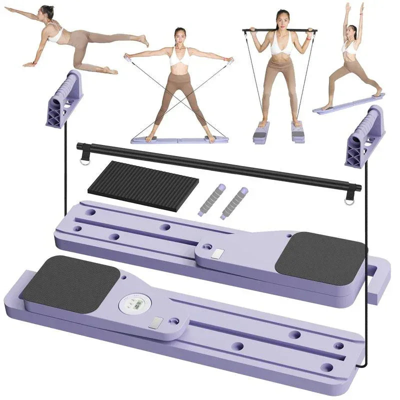 8-in-1 Pilates Reformer Board with Resistance Bands – Portable Home Pilates Machine for Full Body Workout & Core Strength - 3sungllc.us