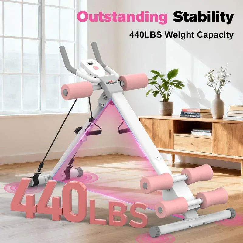 RELIFE SPORTS Foldable Ab Trainer – Adjustable Core & Ab Workout Machine with LCD Monitor for Home Gym - 3sungllc.us