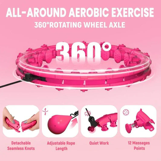 2-in-1 Massage Weighted Hula Hoop – Adjustable Smart Fitness Hoop with 28 Detachable Knots for Women & Beginners - 3sungllc.us