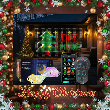 Curtain Lights Happy Christmas