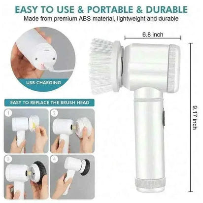 Electric Spin Scrubber Cordless - Power Cleaning Brush with 5 Replaceable Heads - 3sungllc.us#original_value#