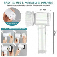 Electric Spin Scrubber Cordless - Power Cleaning Brush with 5 Replaceable Heads - 3sungllc.us#original_value#