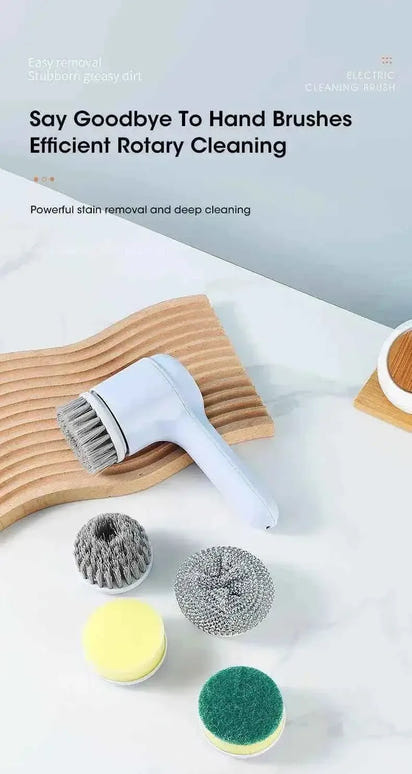 Electric Spin Scrubber Cordless - Power Cleaning Brush with 5 Replaceable Heads - 3sungllc.us#original_value#