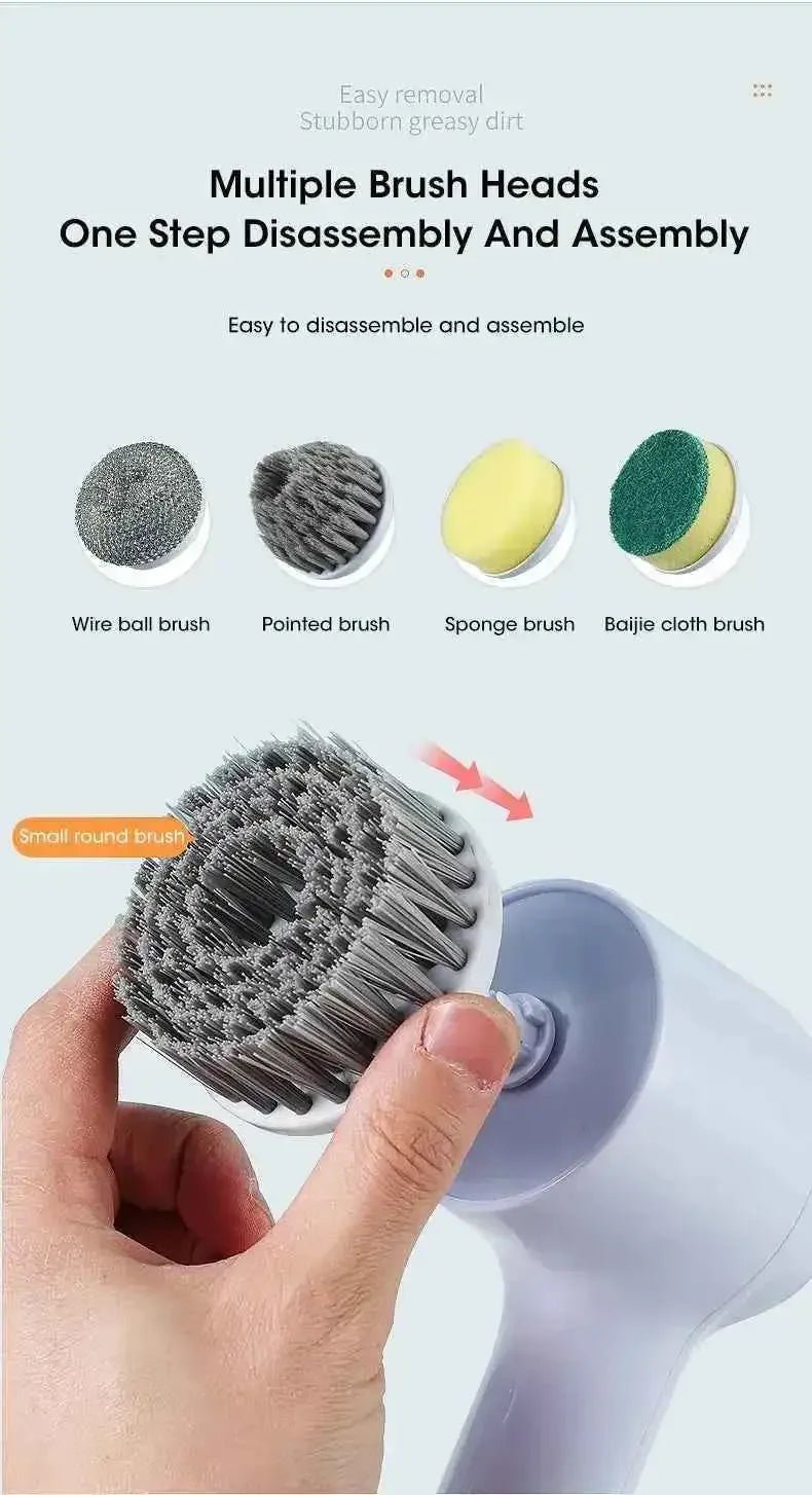 Electric Spin Scrubber Cordless - Power Cleaning Brush with 5 Replaceable Heads - 3sungllc.us#original_value#