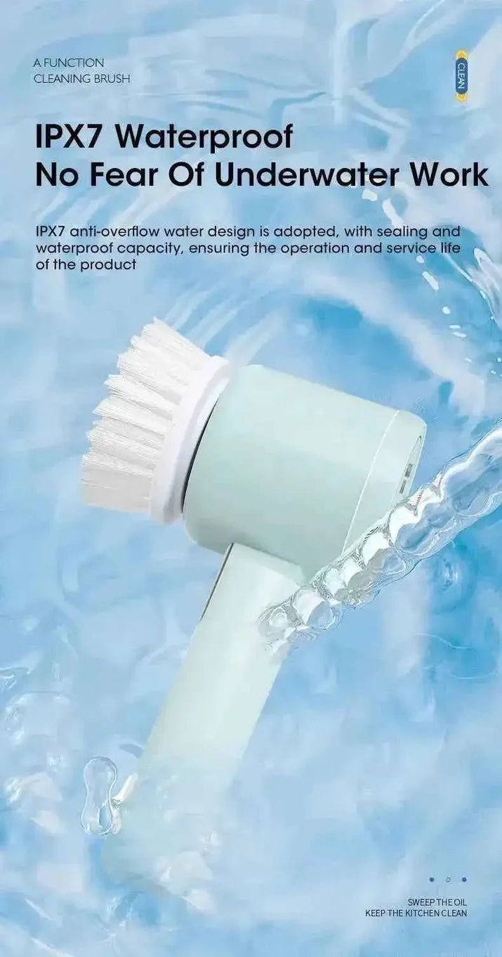 Electric Spin Scrubber Cordless - Power Cleaning Brush with 5 Replaceable Heads - 3sungllc.us#original_value#