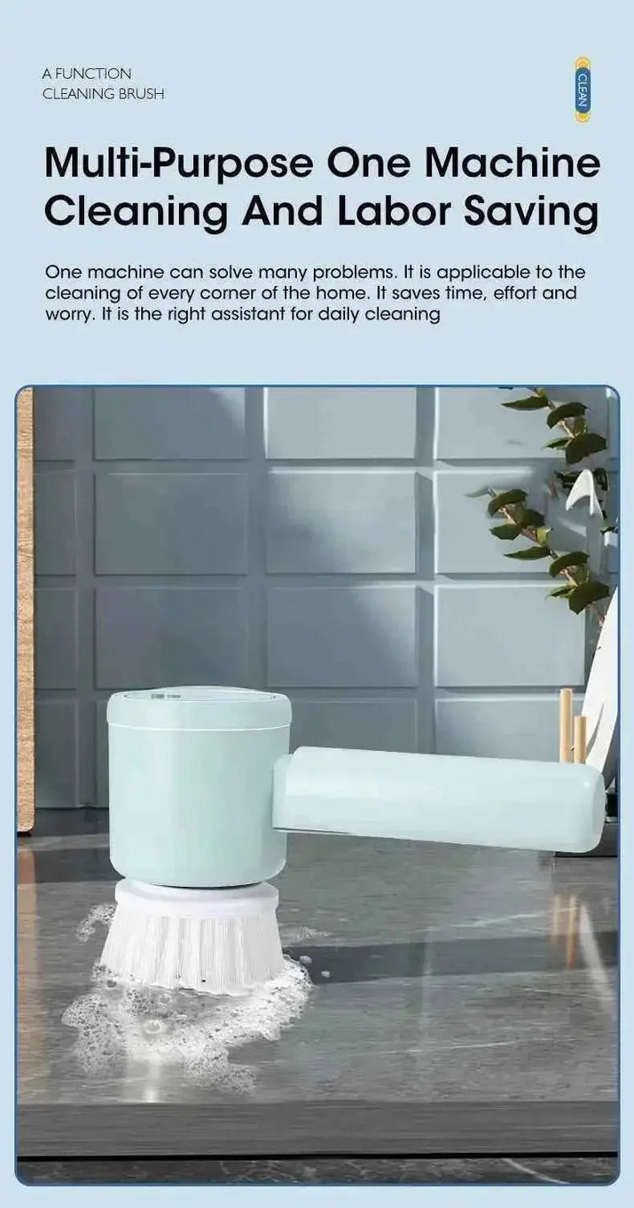 Electric Spin Scrubber Cordless - Power Cleaning Brush with 5 Replaceable Heads - 3sungllc.us#original_value#