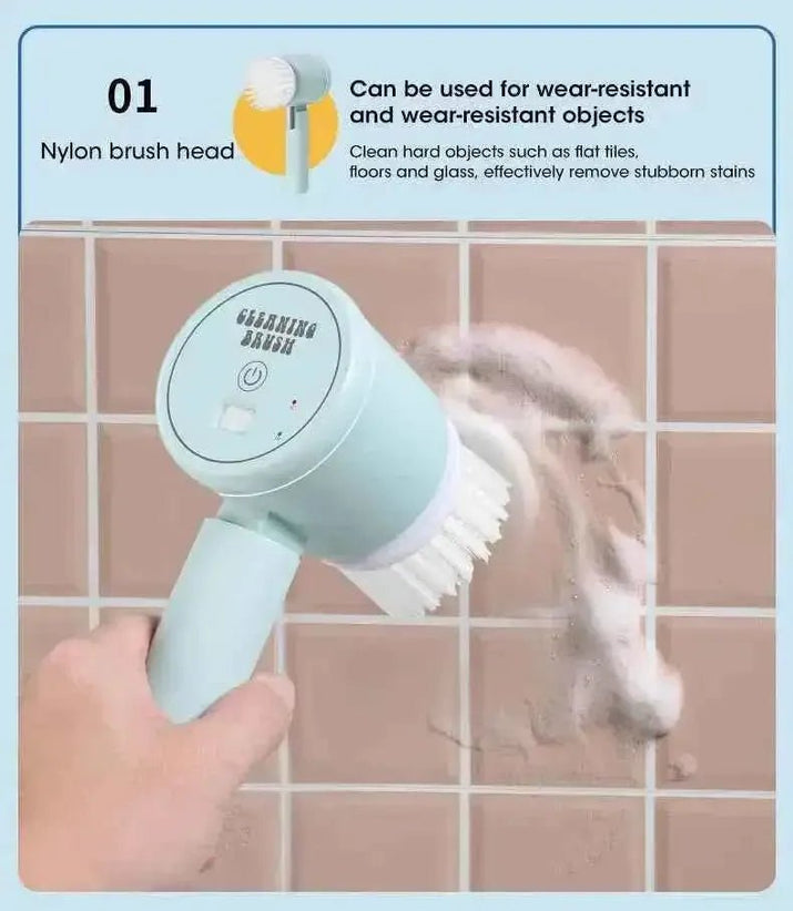 Electric Spin Scrubber Cordless - Power Cleaning Brush with 5 Replaceable Heads - 3sungllc.us#original_value#