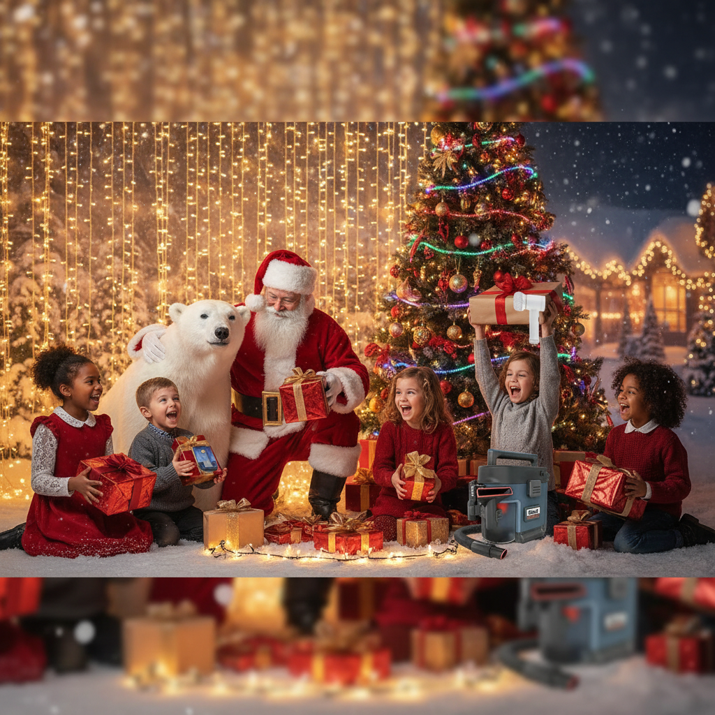 Santa and Polar Bear with Multiple Products and Children